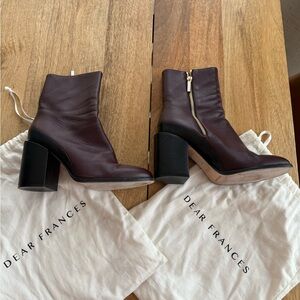 Dear Frances MAROON Leather Ankle Boots